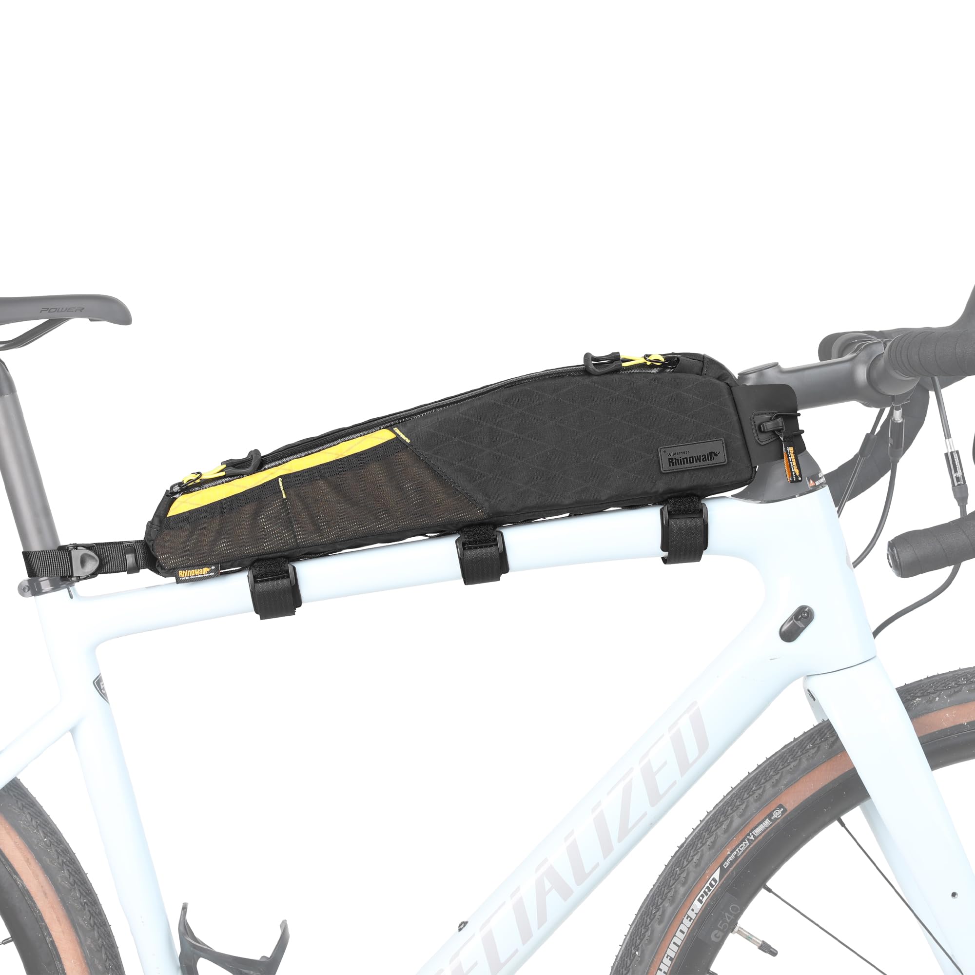 Rhinowalk Bike Top Tube Bag Bike Frame Bag 2.1L Waterproof Professional Cycling Accessories for Mountain Road Bicycle(Large)-Black&Yellow — image 1