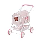 Olivia\'s Little World Polka Dots Princess Doll Animal Stroller with Detachable Toy Pet Carrier - Pet Doll Pram for 3 yrs and Up - Pink/Gray