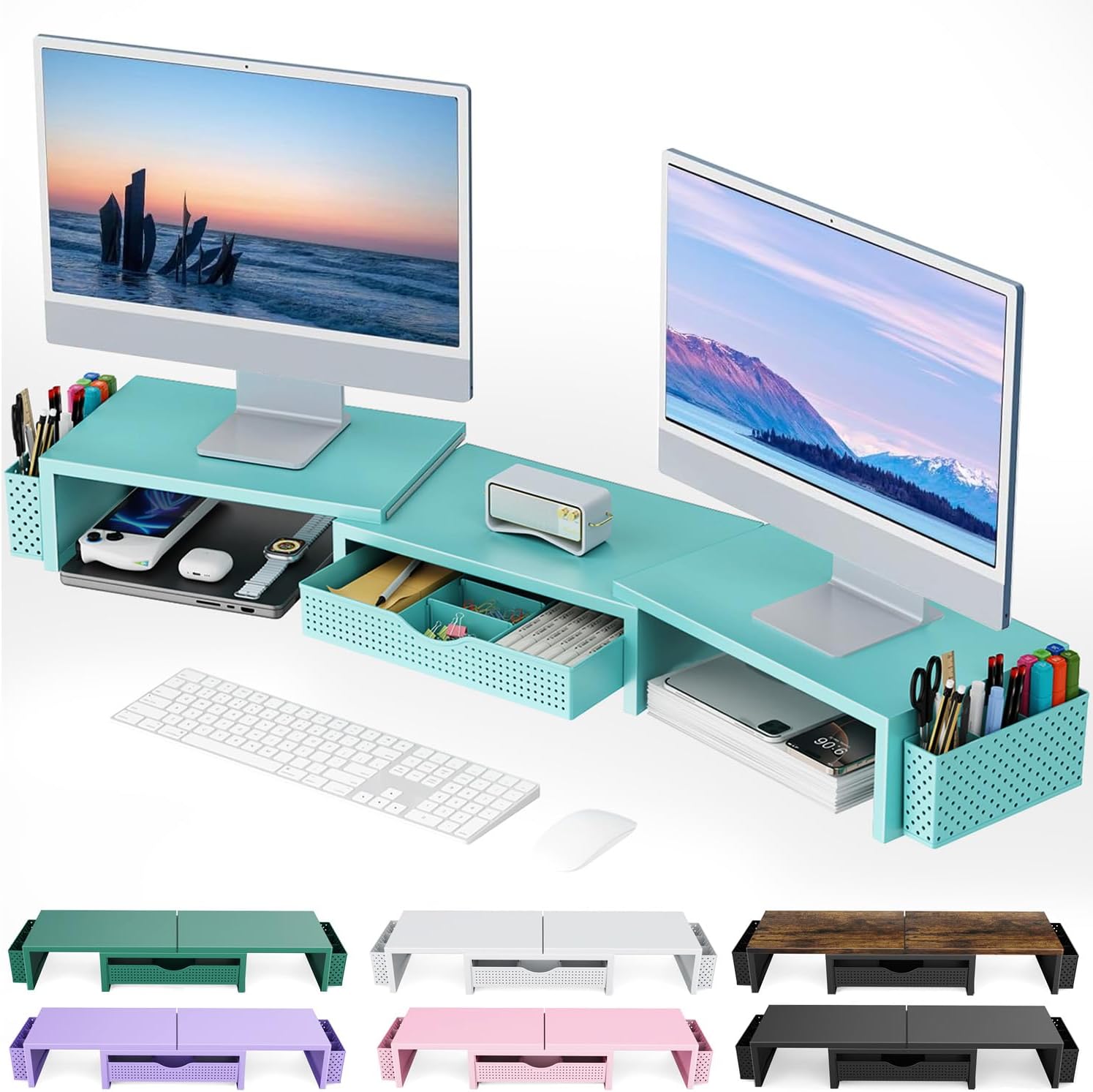 gianotter Dual Monitor Stand Riser, Desk Organizer...