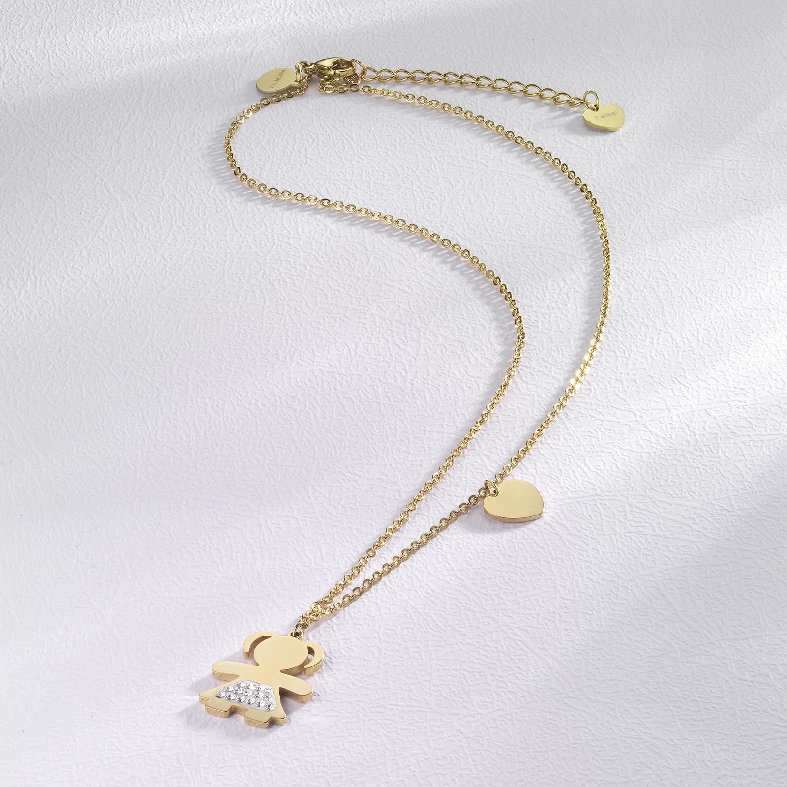 inSCINTILLE Collana Donna in Acciaio Inossidabile con Ciondolo Bebè e Cristalli Strass
