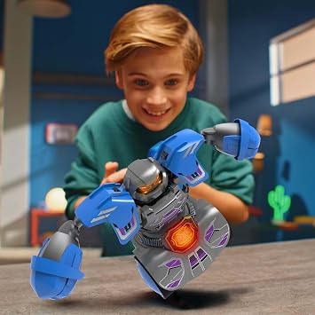 Robo Kombat Tornado 2’ Pack with Silverlit Voice and Light Remote Control - Black And Gray Robot