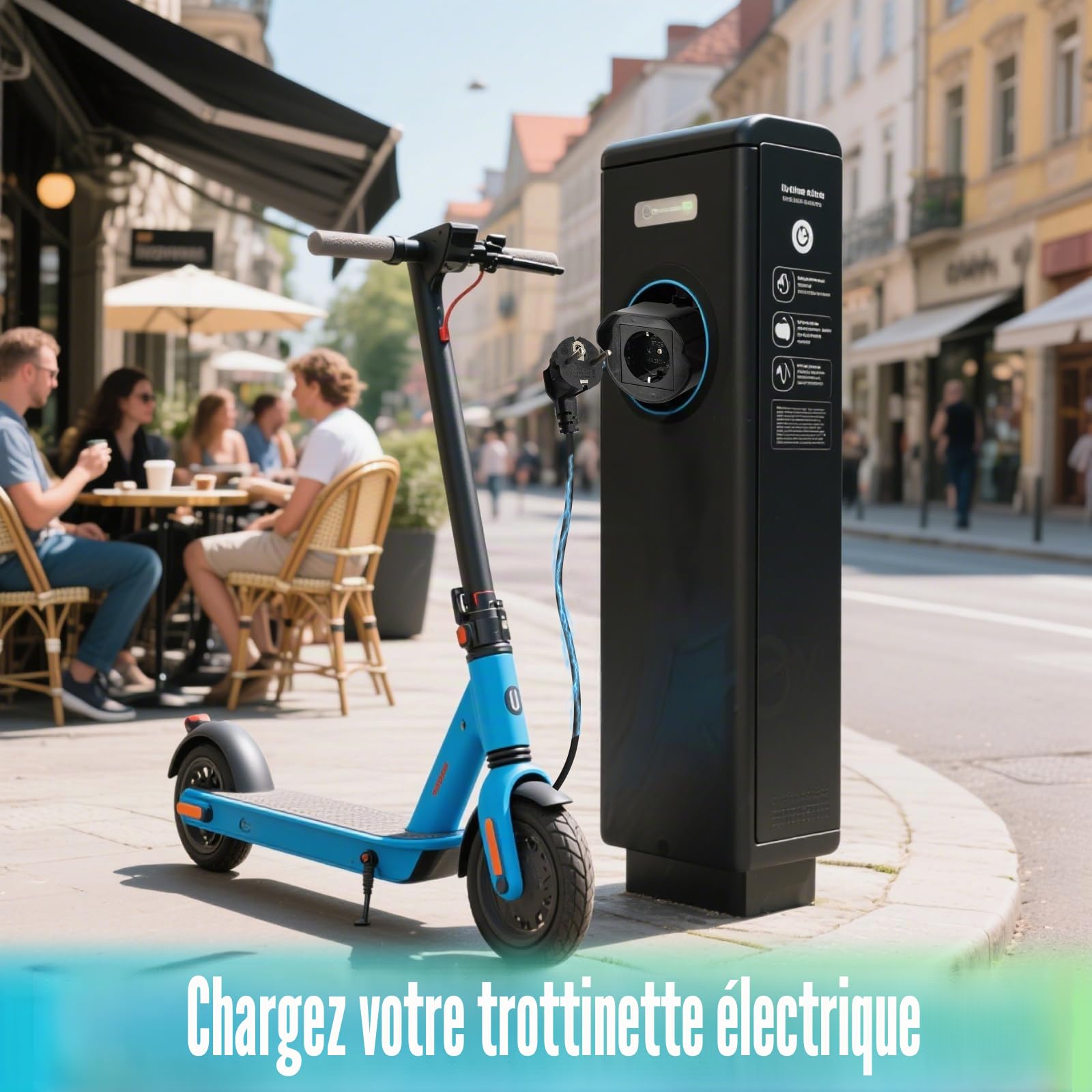 Azyvum Adaptateur de type 2 vers Schuko pour borne de recharge, station de décharge de type 2, 220 V, 16 A, 3,5 kW, adaptateur de prise Schuko pour scooters, fauteuils roulants électriques, vélos