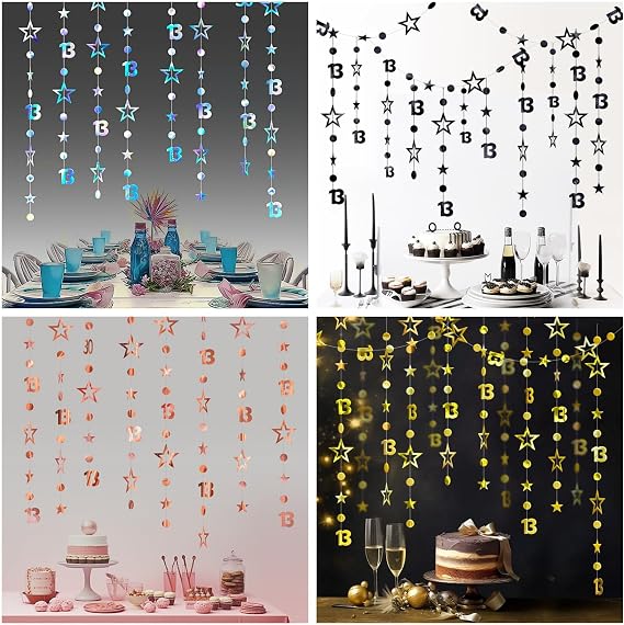 3m Long 50th Birthday Decorations,50th Birthday Banner,Gold-Colored Bir-thday Party Decorations,50-th Gold Circle Dots Star Garland Birth-day Party Decora-tions,Happy 50-th Birth-day Banner