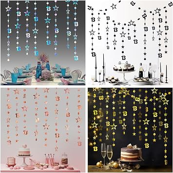 3m Long 50th Birthday Decorations,50th Birthday Banner,Gold-Colored Bir-thday Party Decorations,50-th Gold Circle Dots Star Garland Birth-day Party Decora-tions,Happy 50-th Birth-day Banner