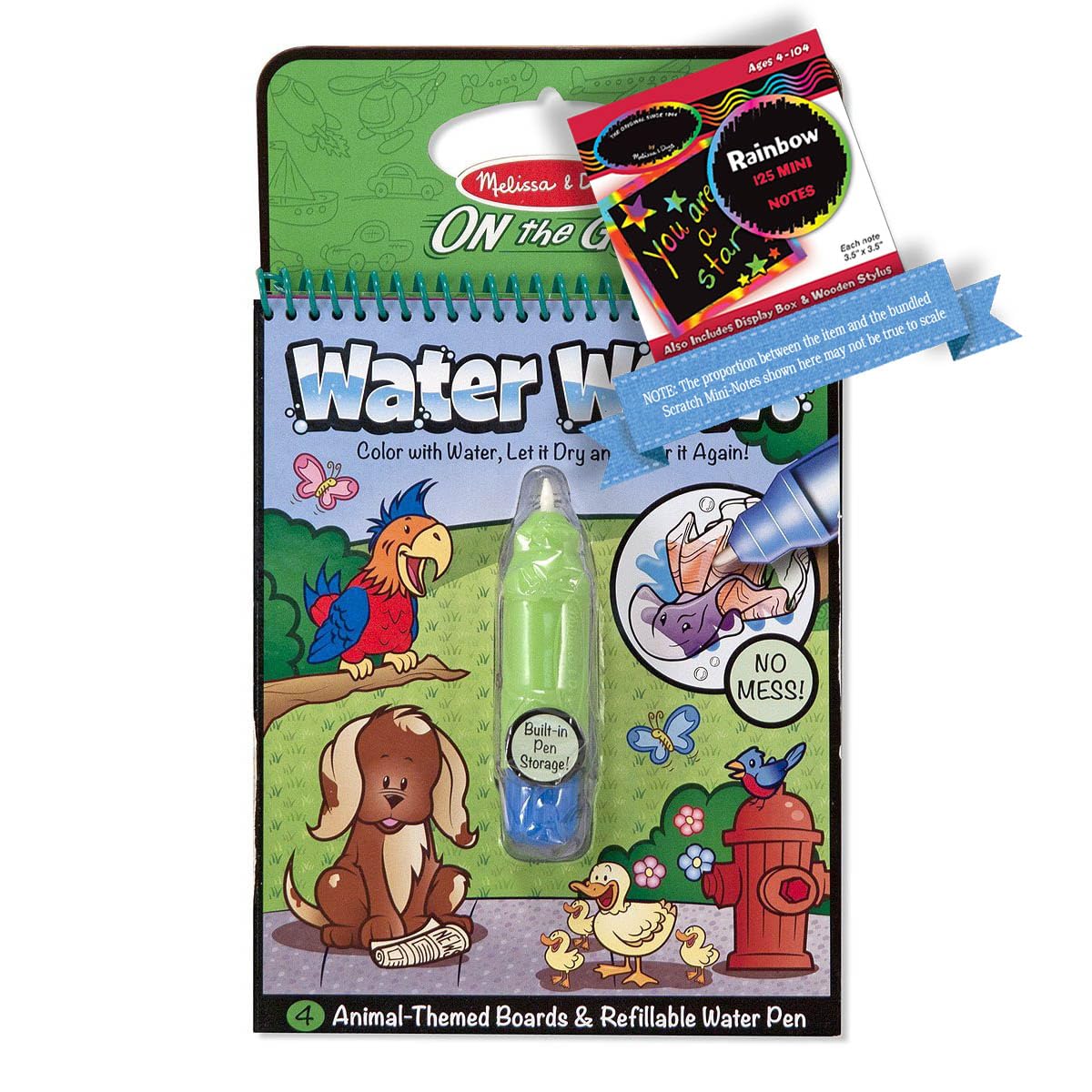 Melissa & Doug Water Wow! Animals: ON The GO Water-Reveal Activity Pad Bundle with 1 Theme Compatible M&D Scratch Fun Mini-Pad (05376)