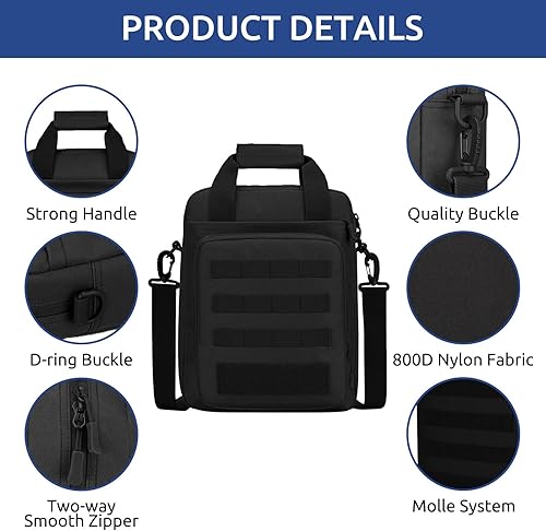 Miniatura 6 de Bolsa de Mensajero Táctica ZHIERNA, Maletín Táctico para Laptop de Alta Resistencia con MOLLE, Bolso de Hombro para Hombre (Incluye Parche)