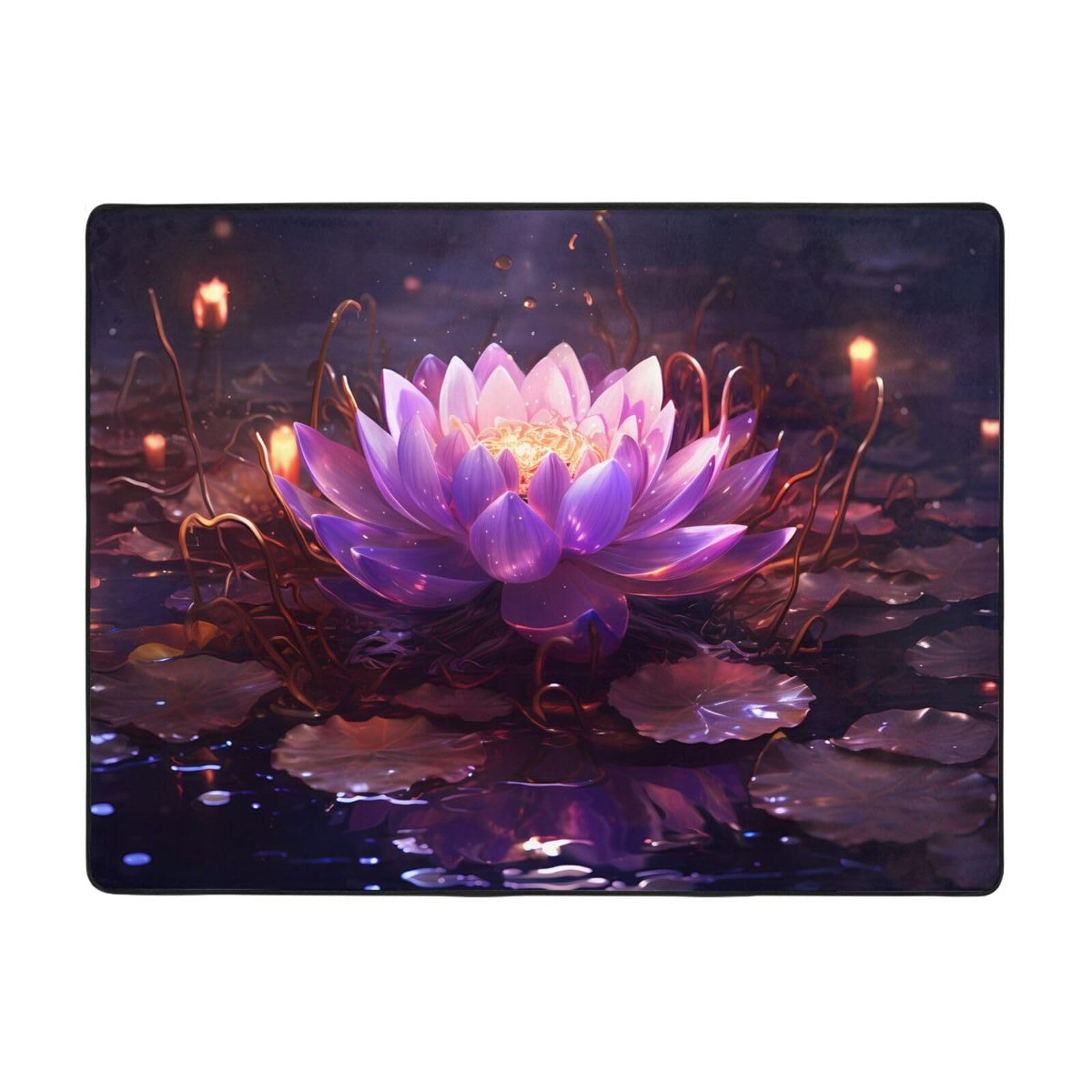 Tapis violet 160x121 fleur de lotus grand tapis de salon doux en velours