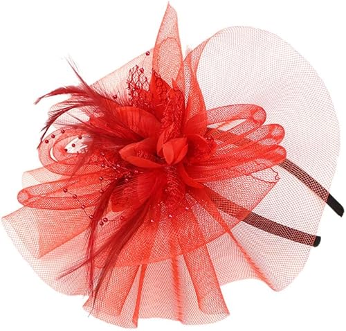 FUDERU Sombreros de moda para mujer tocado de plumas de boda para fiesta iglesia de los años 20 y 50 sombreros de vestir para mujer