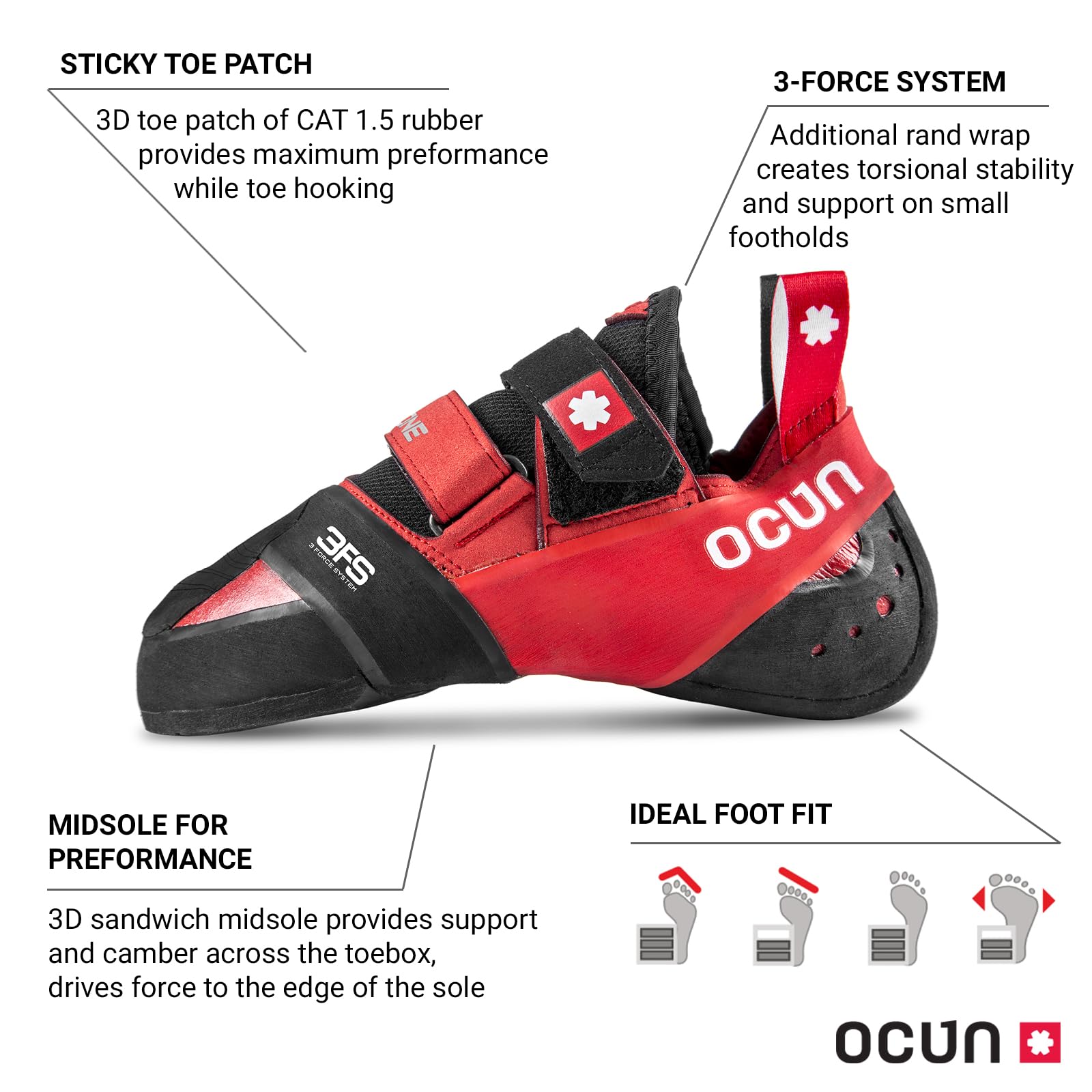 Ocun Ozone Bouldering Shoe | Rock Climbing Shoe, Red, 9