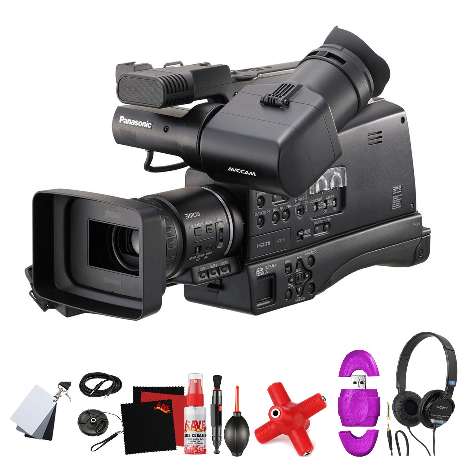 Panasonic AG-HMC80 3MOS AVCCAM HD Shoulder-Mount Camcorder -Mega Accessory Bundle -