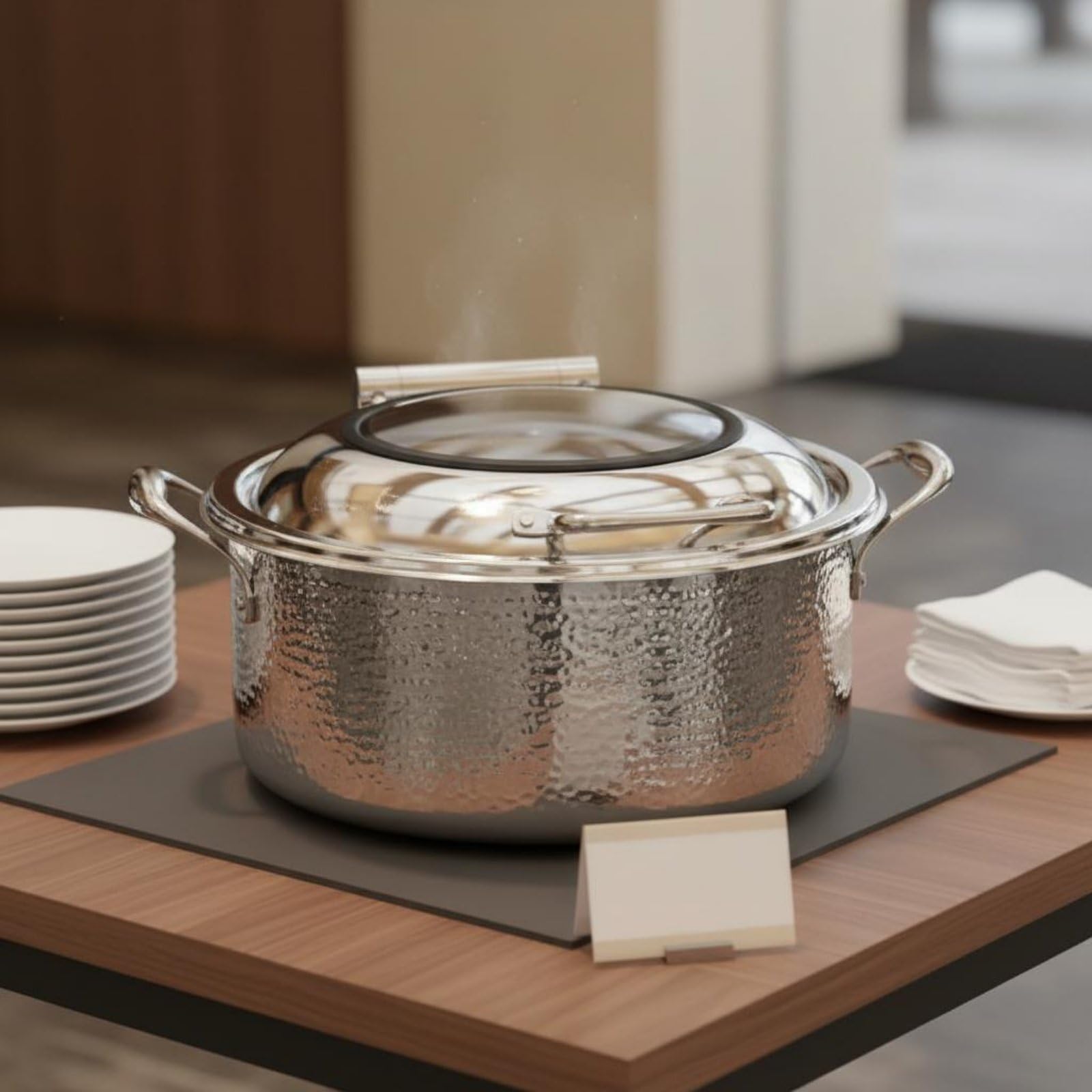 Sharplace Calentador de Acero Inoxidable 304 para Buffet Equipo Eléctrico de Servicio con Ventana de Vidrio y Silenciosa Diseño Estilizado con Asas Resistentes Adecuado para, Plata Estándar
