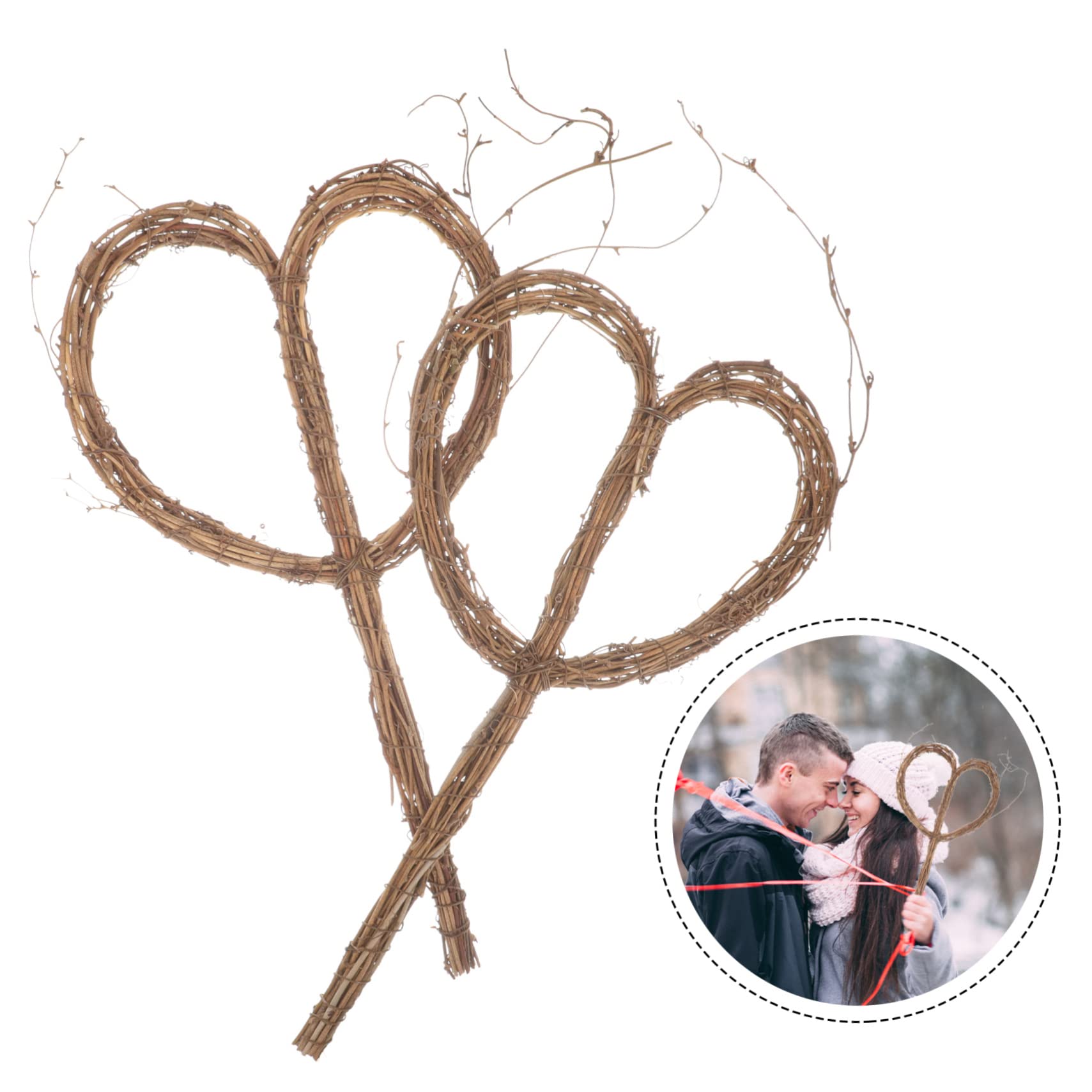 Amosfun 4 Sätze Blumenstrauß Zubehör Hochzeit Dekorative Hängende Ornamente Dekoration Kränze Weihnachtsdeko Christmas Decorations Girlandenring Selber Machen DIY-Rattan Coffee 2 Stück * 4