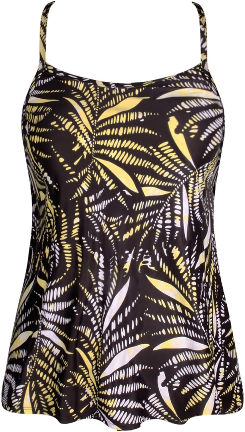 JINXUEER Women's Plus Size Flowy Swimsuit Crossback Tankini Top Modest Swimwear
