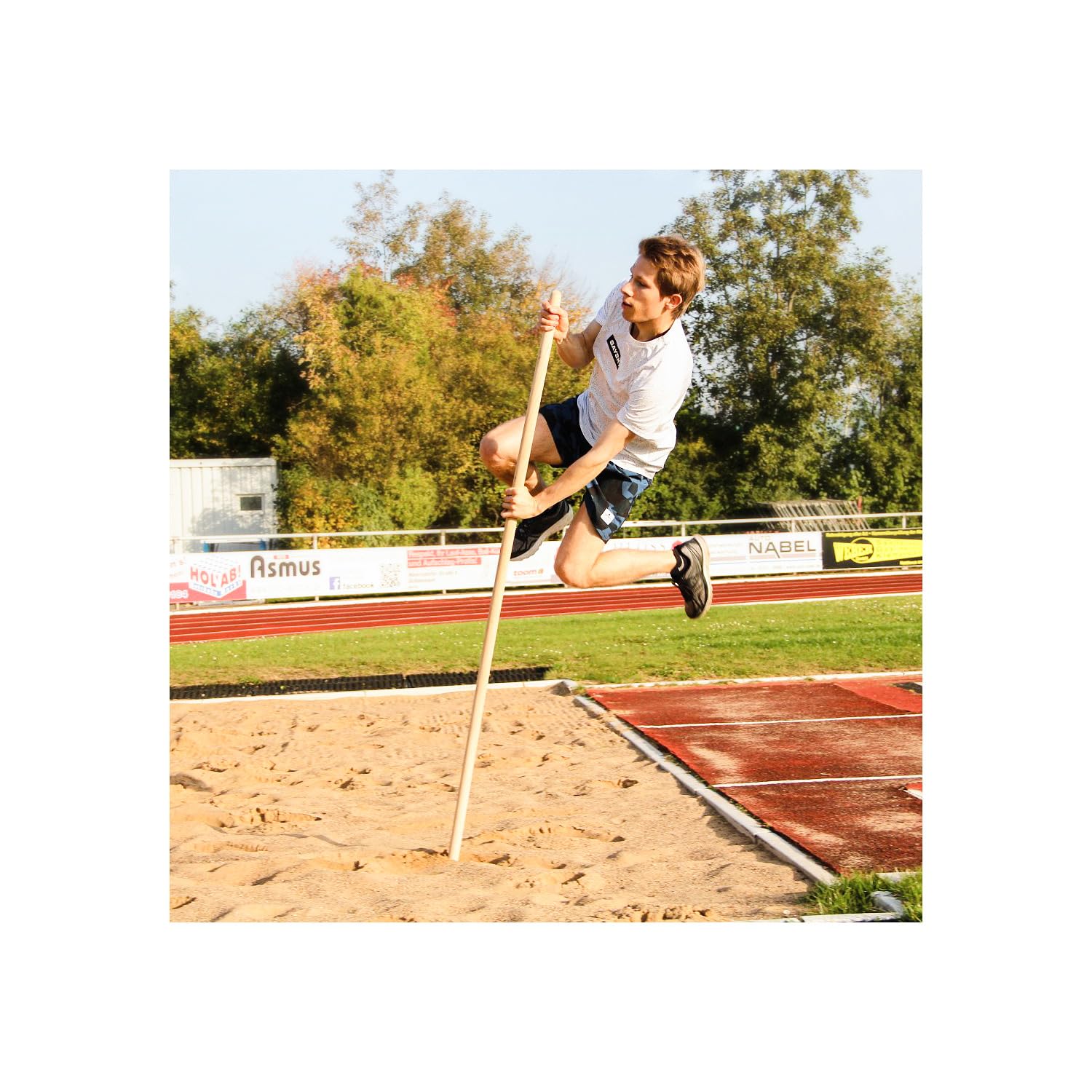 Sport-Thieme Stabhochsprungstab Holz | für Kinder & Jugendliche | drinnen & draußen | einfacher Einstieg in den Stabhochsprung | vielseitig im Sportunterricht | mit bodenschonender Gummikappe