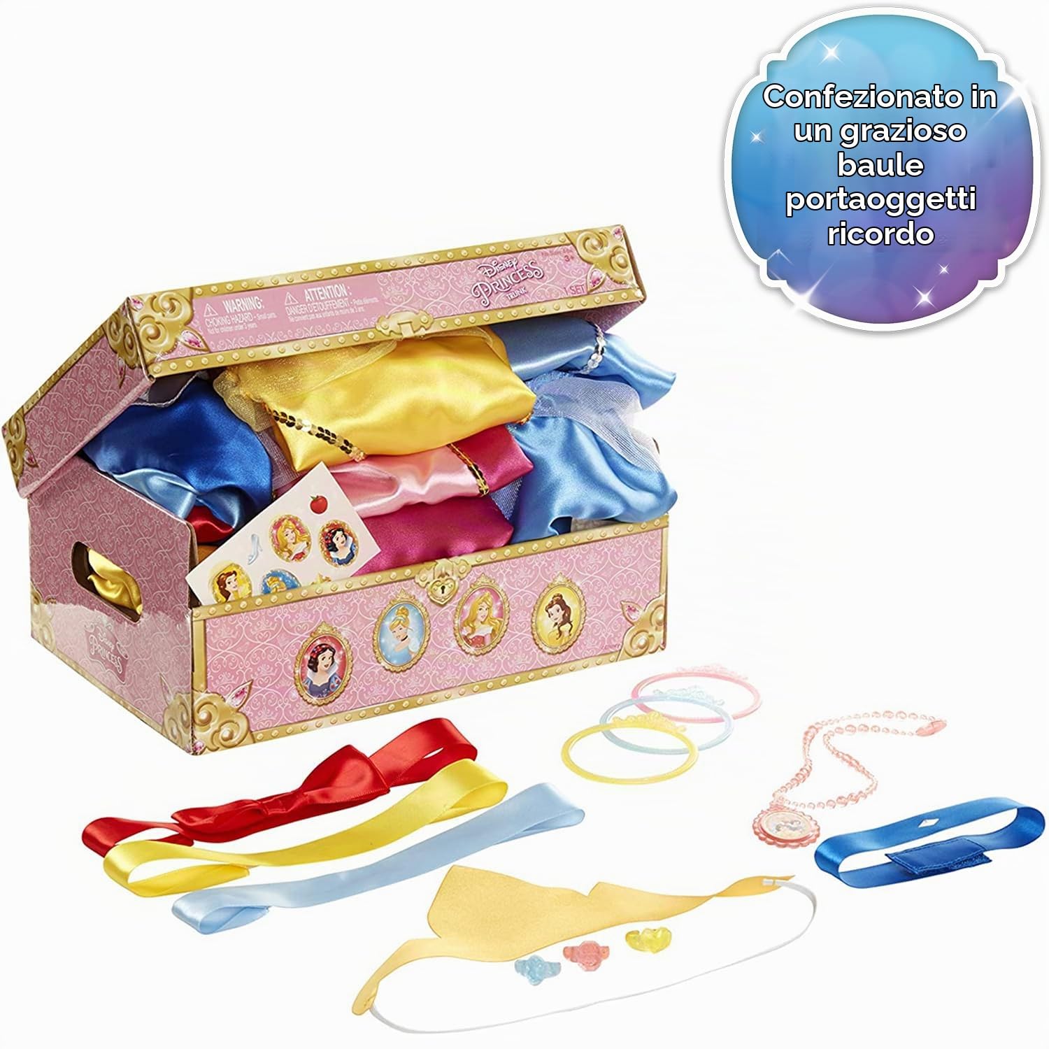 Disney Princess Il Baule delle Principesse Disney con 4 Abiti e Accessori, 21 Pezzi (Esclusiva Amazon)