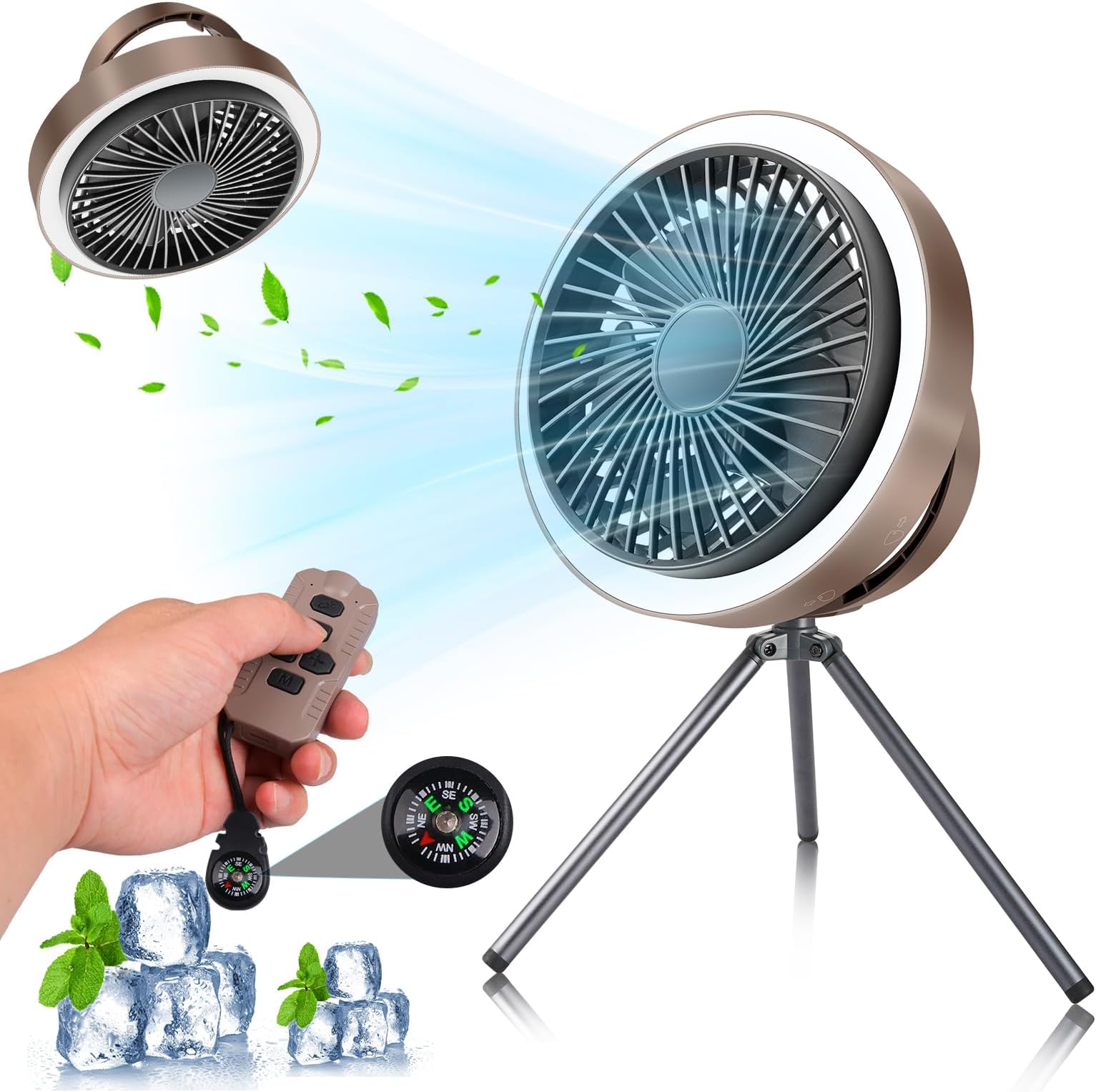 MORIKO Table Fans Tripod, 20000mAh Rechargeable Battery