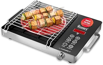 WARMEX HOME APPLIANCES Premium 2200W Infrared Cooktop Induction with Grill Stove for Kitchen, Electric Chulla Hot Plated Burner | Touch Control 4 Cooking Mode Auto Shut Off | Work with All Utensil