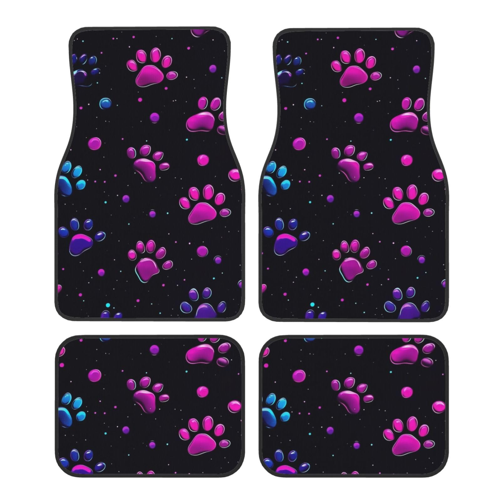 Mexpekil Set di 4 tappetini per auto al neon rosa e viola universali, antiscivolo, tappetini per auto, tappetini decorativi per auto, protezioni per tappetini per SUV, furgoncini, camion