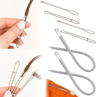6 PCS Drawstring Threader Tool, with Elastic Clips and Spring Threaders for Hoodie String Replacement, Waistband Adjustment, Camping Gear Repair, Sewing Kit Organization