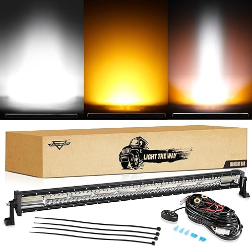 Auxbeam Barra de luz LED LED de 42 pulgadas, 240 W, combo de inundación de punto recto, luces LED todoterreno, luz antiniebla estroboscópica blanca