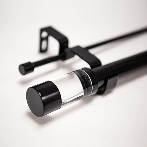 Best Home Fashion Barra de cortina decorativa de doble metal de 1 pulgada de diámetro con remate de anillo circular, barra de cortina de metal doble