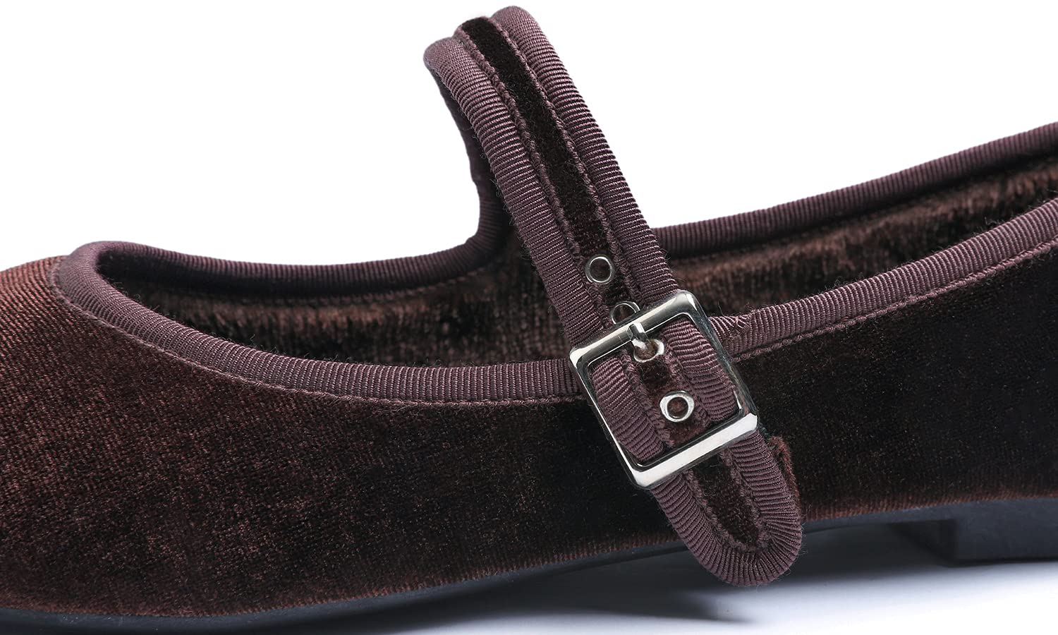 Feversole Velvet Mary Jane Halbschuhe,Flach Freizeit Tanzschuhe