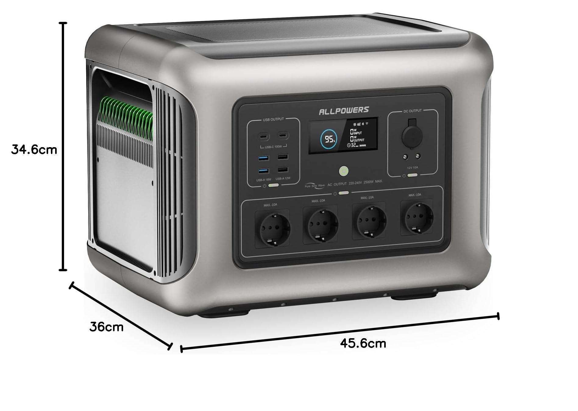 ALLPOWERS R2500 V2 Tragbare Powerstation 1920Wh, LFP-Akku mit 4500+ Zyklen, Solargenerator mit 4x 2500W AC Ausgängen, 1 Std 100% Schnell Aufladen Mobiler Stromspeicher für Zuhause Camping Wohnmobil | Solargenerator mit 4x 2500W AC Ausgängen, 1 Std 100% Sc