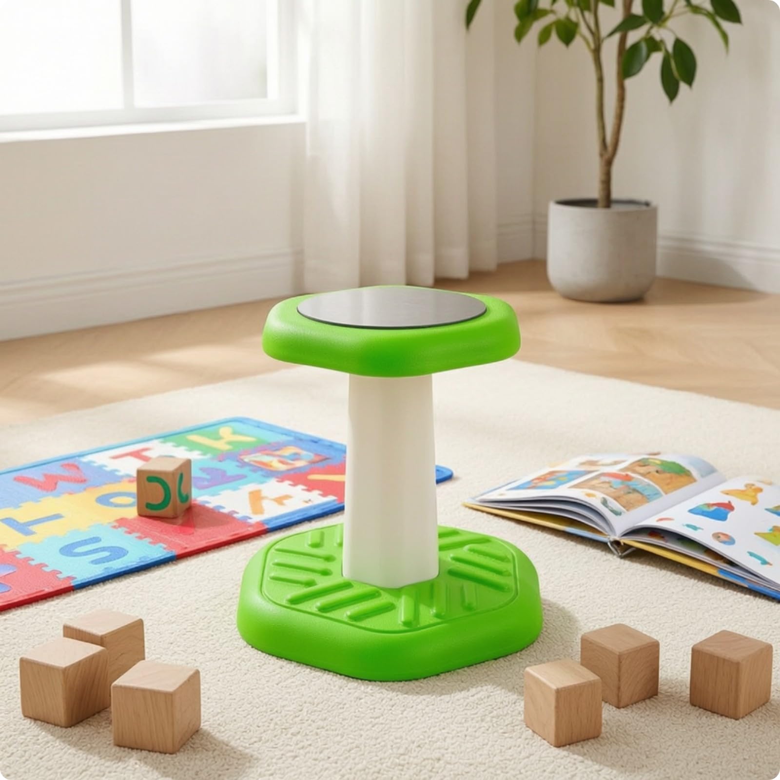Oscillant Antidérapant | Oscillant Assise Rembrrée, Stable, pr lle, Élèves, Vert Foncé