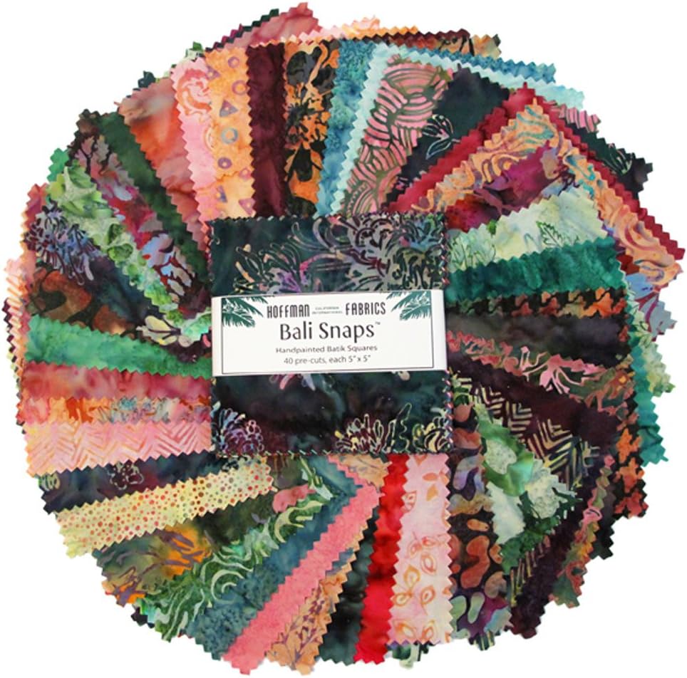 Hoffman Bali Snaps Parfait Batiks Charm Pack, Set of 40 5-inch (12.7cm) Precut Cotton Fabric Squares