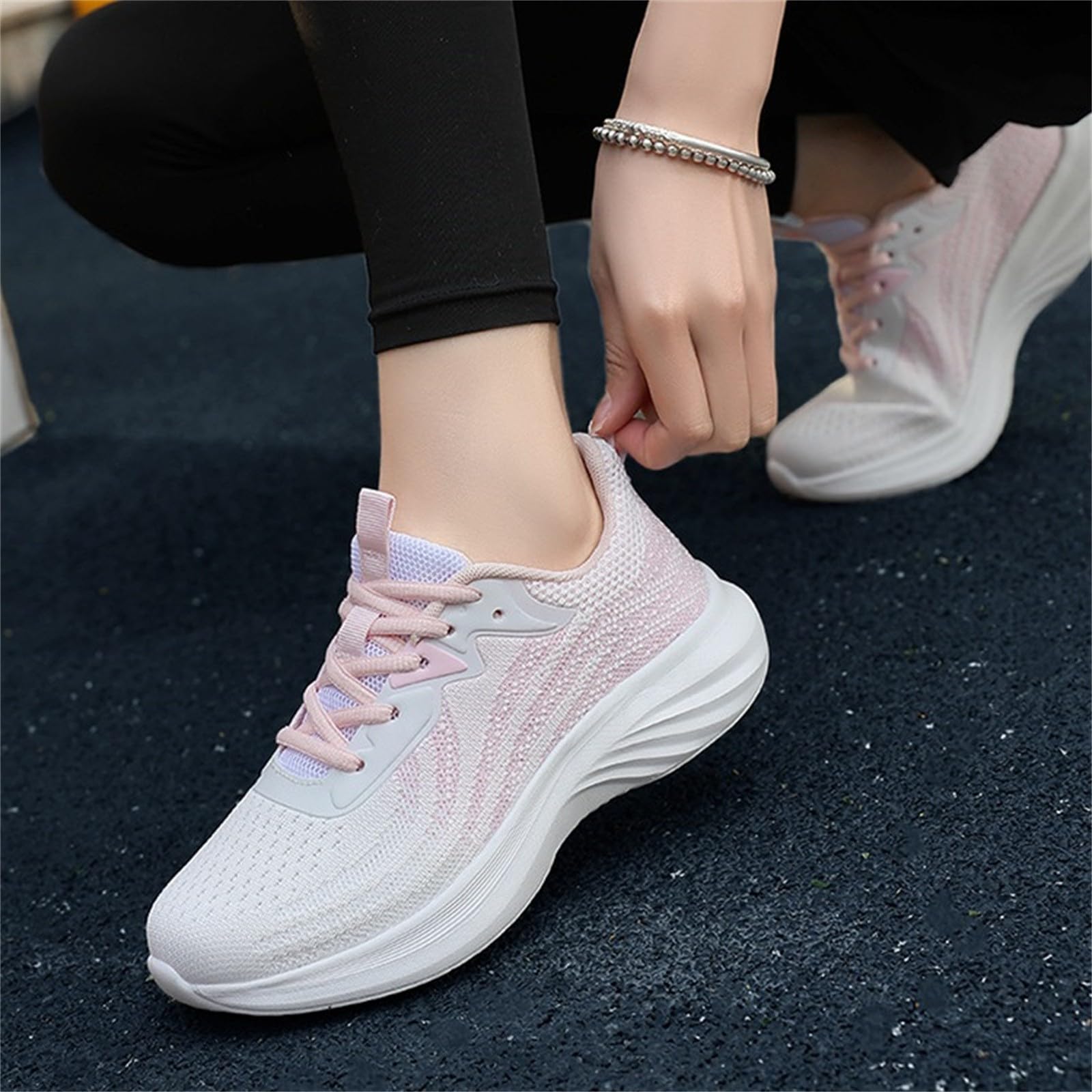 Scarpe da Palestra Donna Traspiranti Sneakers Bianche Donna Comode | Sneakers Ragazza in Tessuto Sintetico per Allenamento Palestra Calzature Fitness Concezione Ergonomica Rete Traspirante