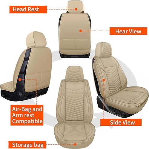 Miniatura 6 de Fundas de asiento de automóvil, transpirables e impermeables, fundas de asiento de automóvil de piel sintética para automóviles, funda universal de
