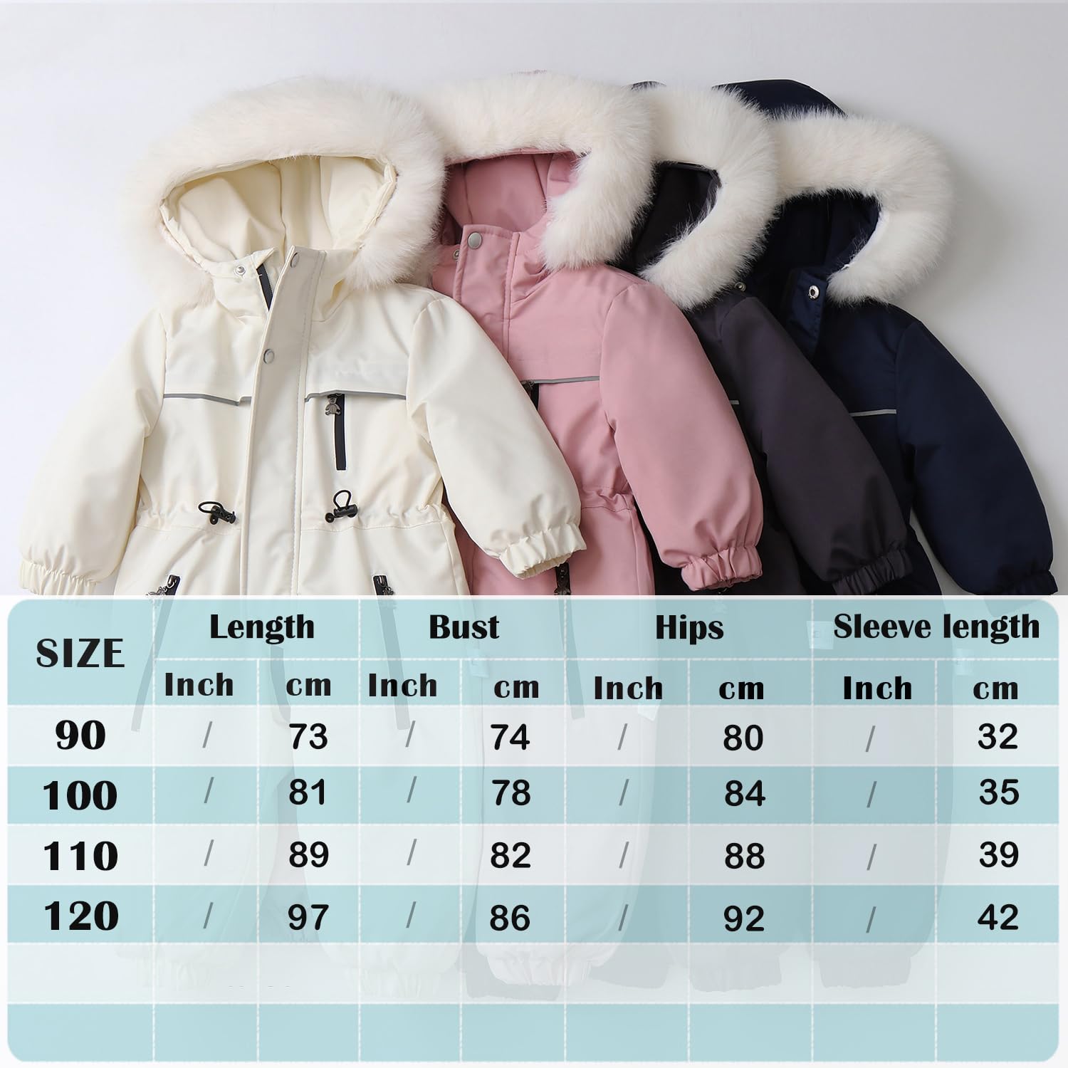 linboo Overall Baby Winter Kinder Warm Schneeanzug mit Kapuze Langarm Jumpsuit Jungen Mädchen Strampler Outfits Winddicht Skioverall Dick Winteranzug