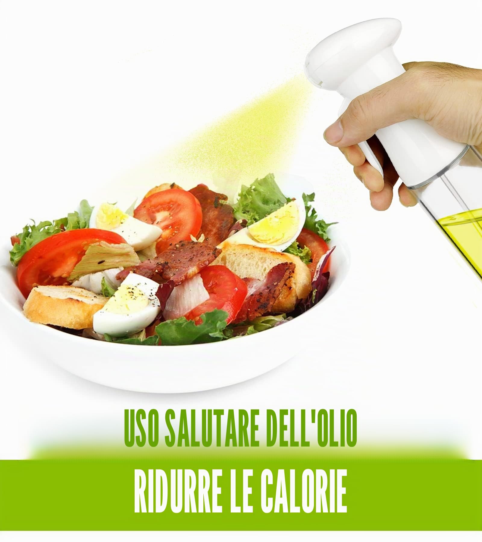 Spruzzino Olio, Nebulizzatore Olio per Friggitrice ad Aria, 200ML Olio Spray, Protezione Dalla Polvere Spruzzatore Olio