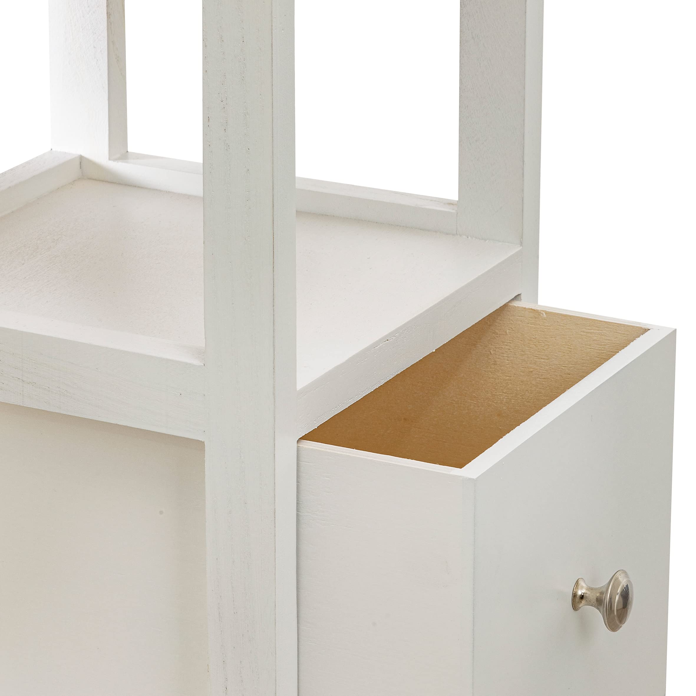 Baroni Home Comodino, Mobiletto da Soggiorno, Salotto, Camera da Letto, Cameretta, Bagno, Mobiletto Multiuso, Colore Bianco 1 Cassetto e 1 Ripiano Misure 25X25X44 cm
