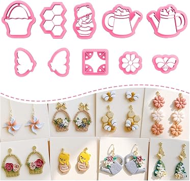KEOKER Spring Polymer Clay Cutters,10 Spring Clay Cutters, Flower Clay Cutters, Spring Clay Cutters for Earrings, Clay Cutters B