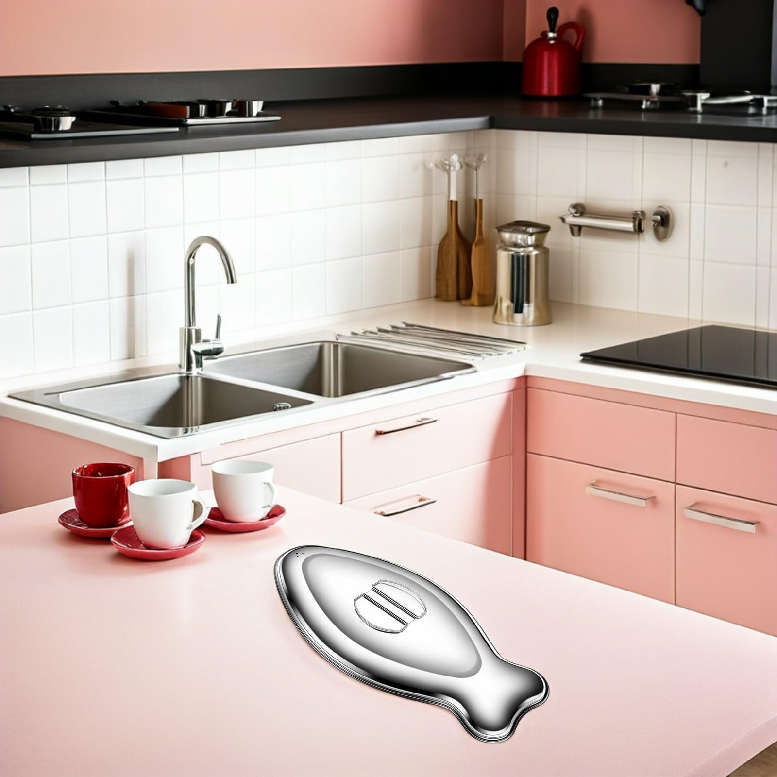 Piatto per Pesce Fumante Ovale in Acciaio Inox Decorativo | Argento, per Cottura di Frutti di Mare Indoor e Griglia Outdoor, Circolazione Vapore Uniforme