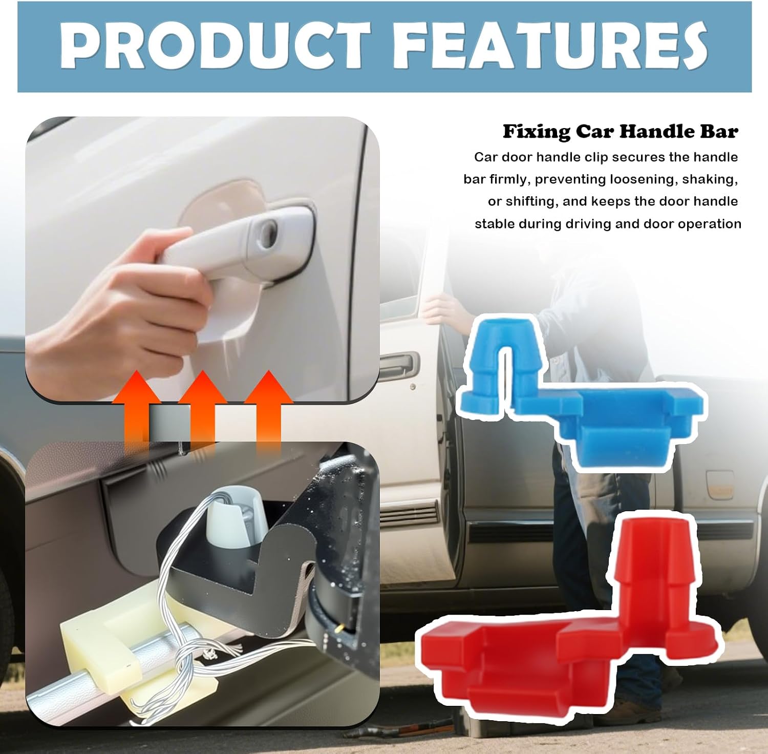 80PCS Door Lock Rod Clip Assortment Kit,Thickened Doors Handle Clip for Car Left/Right/Tailgate Doors Lock Linkage Fixing,Portable Door Install Clips Car Accessories