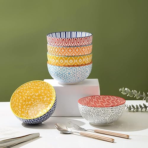 Miniatura 3 de Selamica Juego de cuencos de cerámica para postre de 12 onzas, cuencos para helado, cuencos pequeños de 4.7 pulgadas para helado, aperitivos,