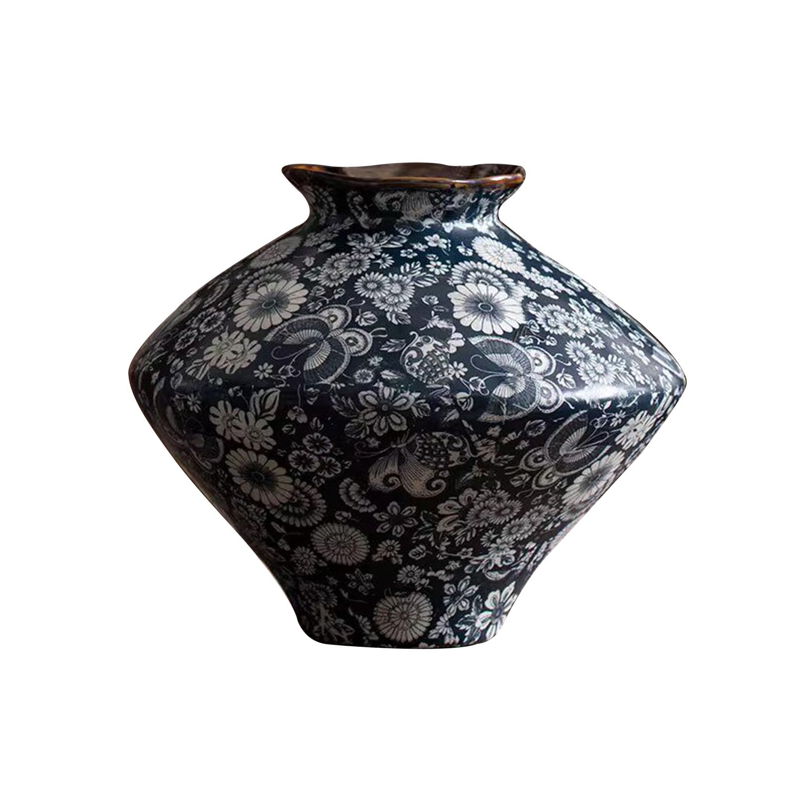 Vintage Decorative Vases, Unique Ceramic Vases, Ornaments for Living Room, Bedroom, Study Room, Bookcase, Entrance Hall, Floor(Size:31 * 31 * 25CM,Color:Blue B)