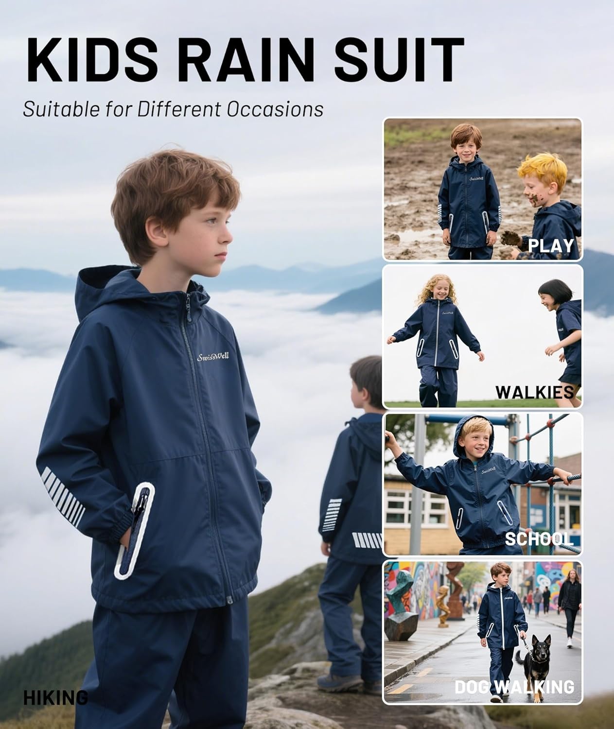 Kids Rain Suit Boys Girls Rain Gear Waterproof Youth Rain Jacket and Pants for Golf Fishing - Image 7