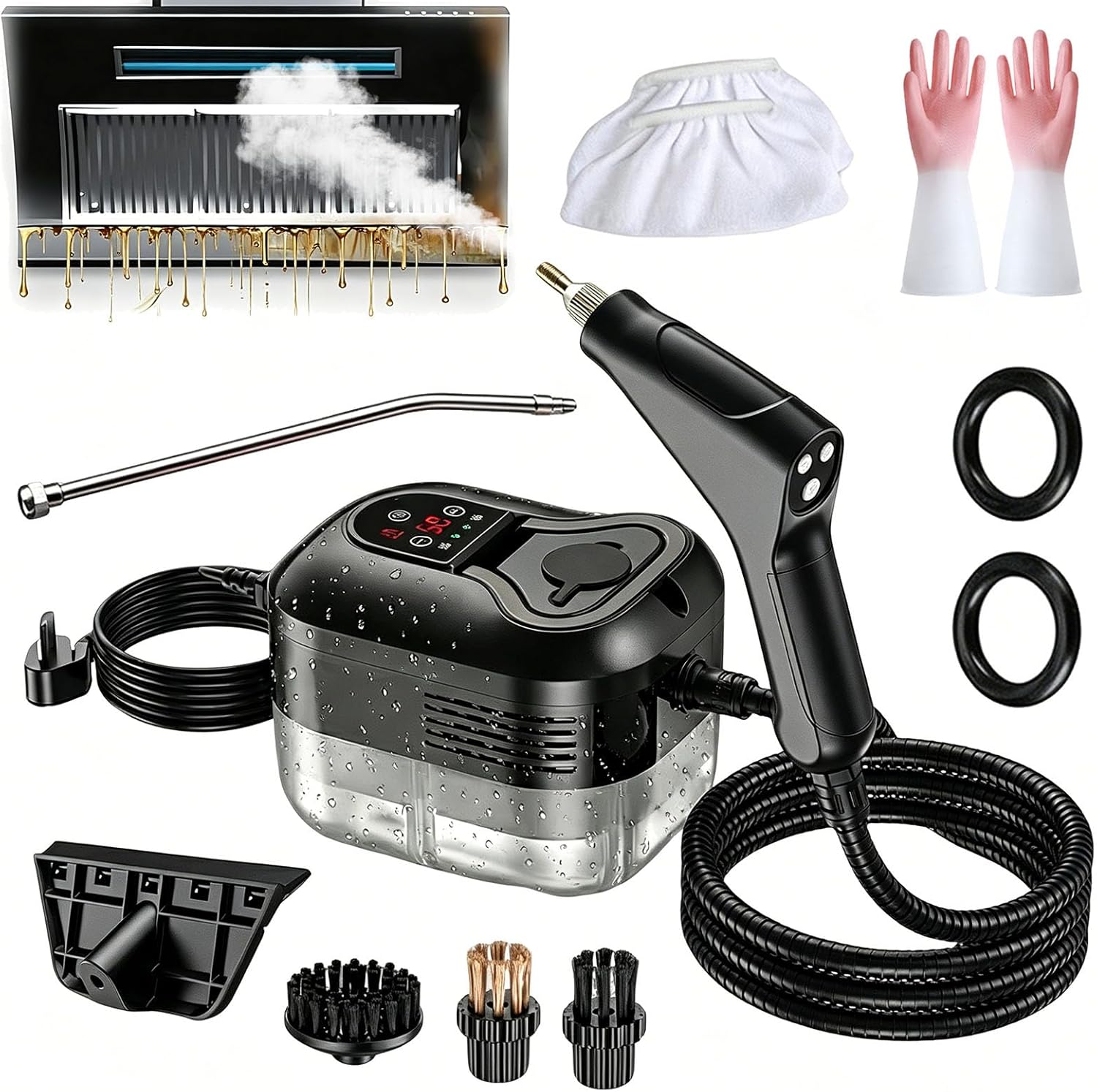 2500w Handheld High-Temperature Pressurized Steam Cleaner, 2026 Upgraded Portable High Pressure Steam Cleaner, 2500watt Handheld Steam Cleaner for Kitchen, Bathroom, Furniture, Car (Upgraded-White)