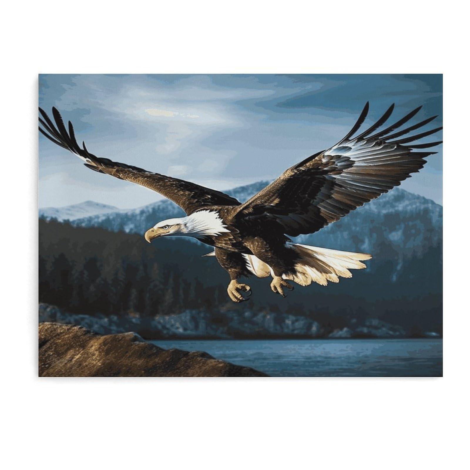 Fodpand Unframe-Style Eagle At Hunting Bathroom Wall Art Canvas Prints, Artwork For Walls For Living Room Hallway Stair Office Wall Decor, Pictures Home Decor 15.7X11.8 Inch