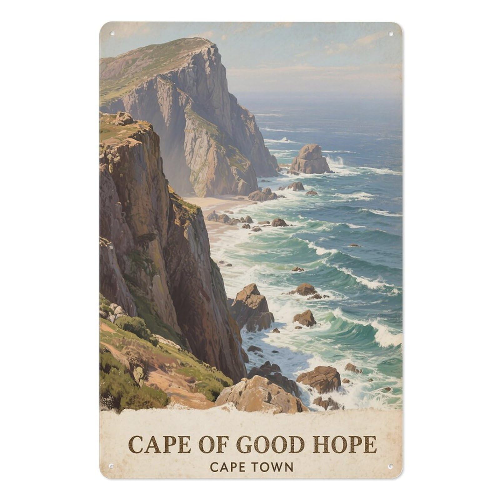 Cape Town Retro Design Tin Paintings Vintage Tin Sign 08x12inch(20x30cm) Wall Art for Home Office Bedroom Living Room Cafes Wall Decor