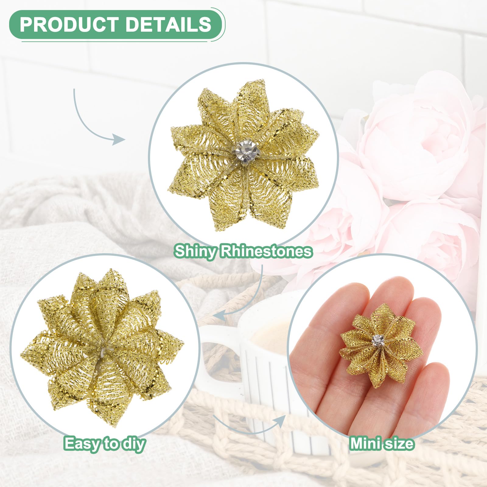 M METERXITY 150-pack Satin Ribbon Flowers - Image 2