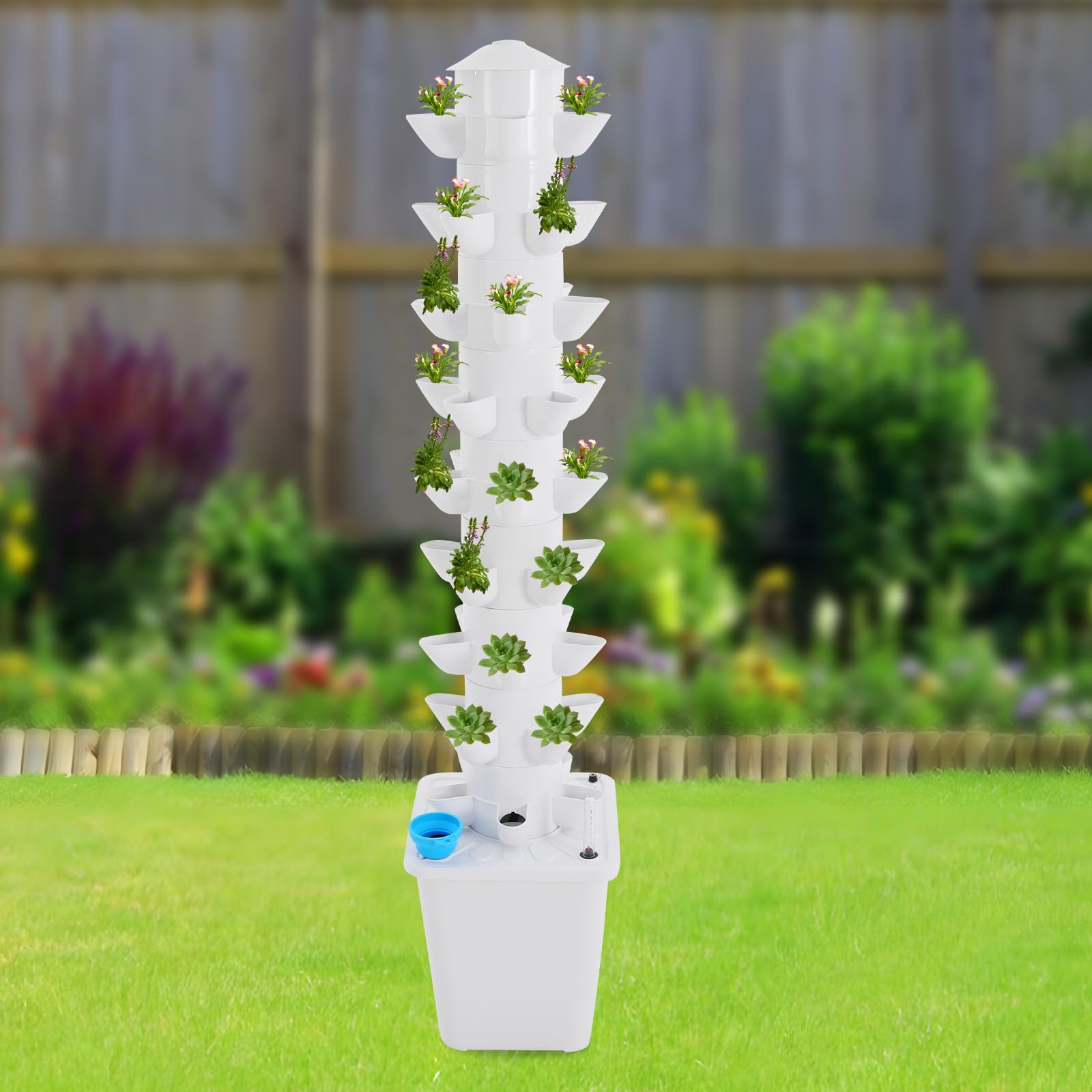 Mecanismo de cultivo hidropónico Kit de cultivo hidropónico, mecanismo de cultivo de torre de 9 pisos Sistema hidropónico de 45 compartimentos para sala de estar, balcón, jardín, jardín
