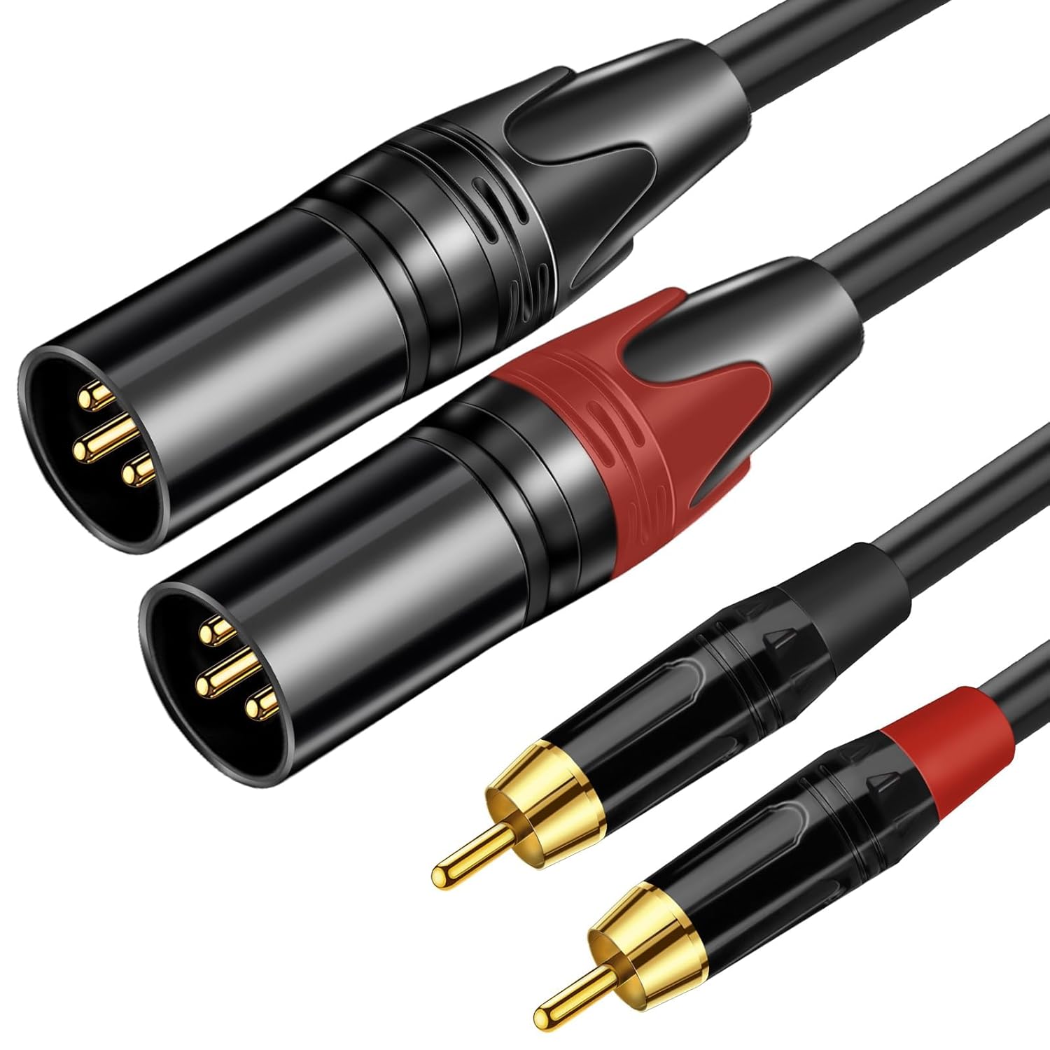 XLR Male to Female Mic Cable 3.5mm 6.5mm RCA Adapter Audio Line (3Meters,Dual XLR M-Dual RCA M)