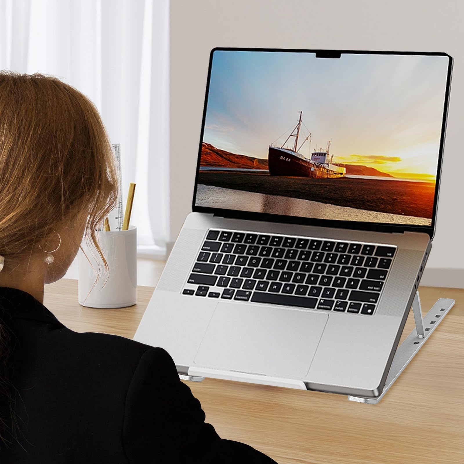 Stojak na Laptopa,Podstawka do Laptopa,Przenośne Stojaki na Laptopa 10-18”,Stojaki na Laptopa,Podstawka Pod Laptopa, Laptop Stand,Regulowana Podstawka Pod Notebooka (szary)