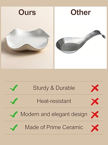 Miniatura 82 de Soporte para cuchara para estufa, soporte de cuchara a cuadros de 5.3 pulgadas, soporte para utensilios, soportes de cuchara de cerámica para barra