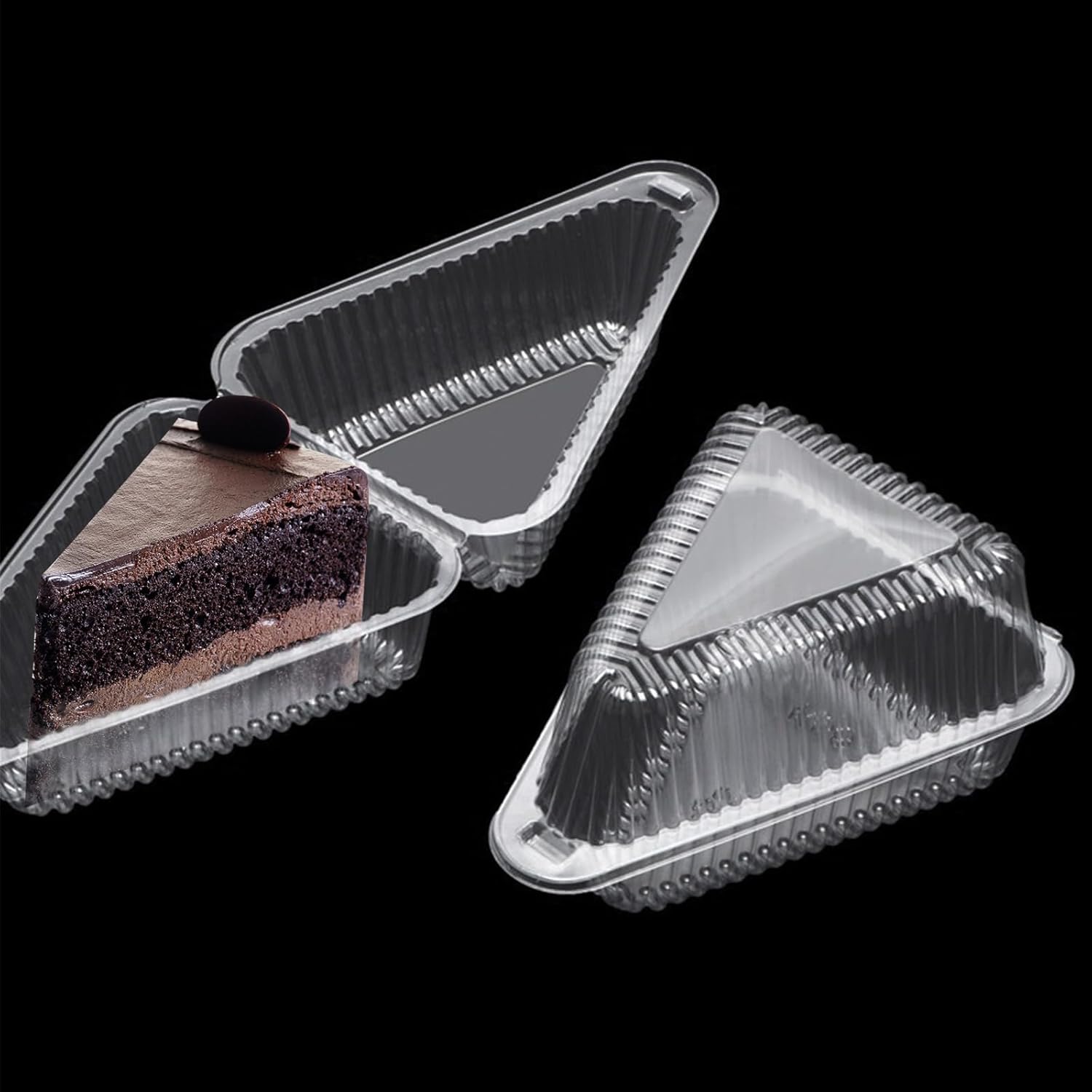 200Pcs Pie Slice Containers with Lids Cake Slice Boxes Clear Plastic Trays Disposable Triangle Cake Boxes for Home, Bakery and Cafe Business