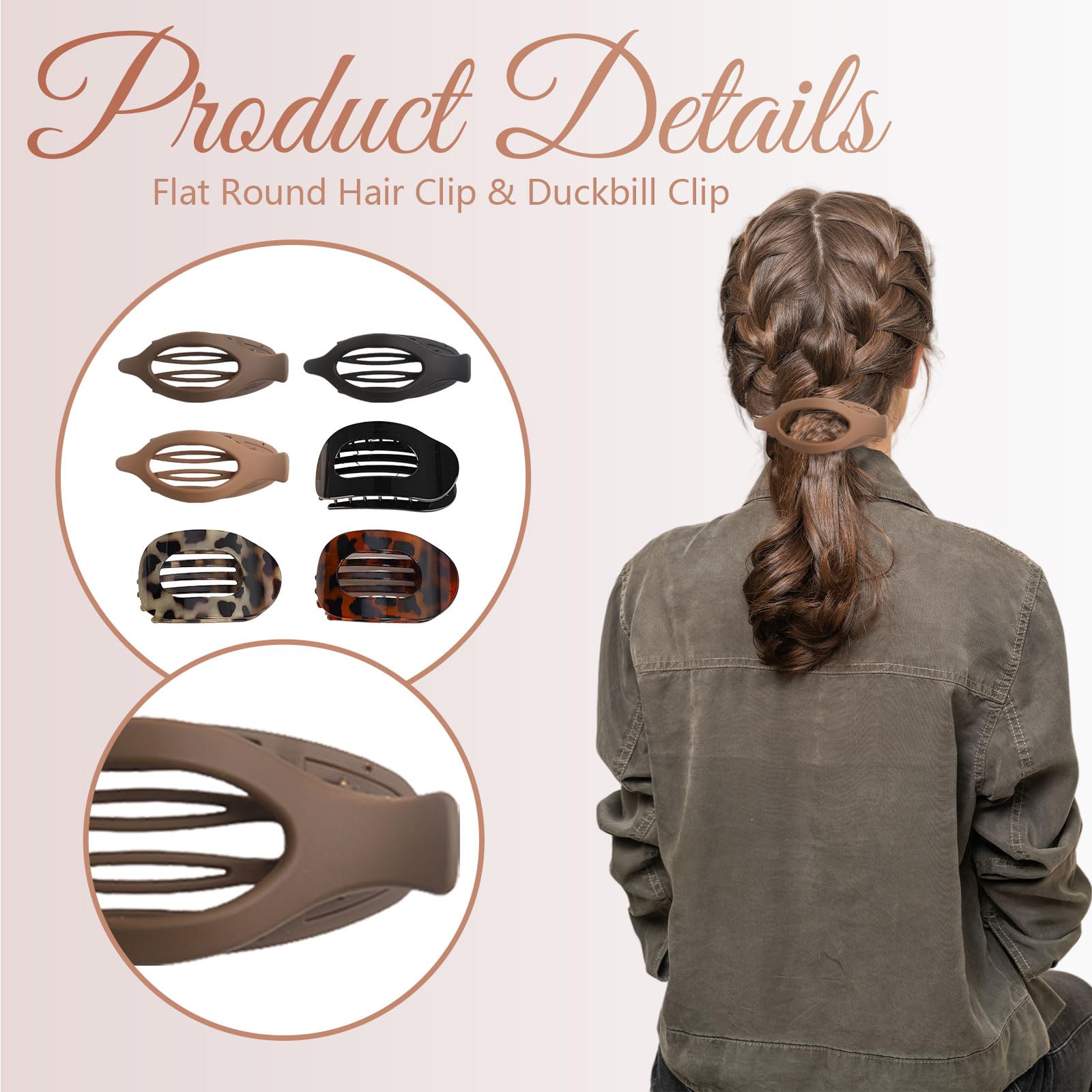 AstraGlam hair clips for women. The set comes with six clips in neutral colors - Image 3
